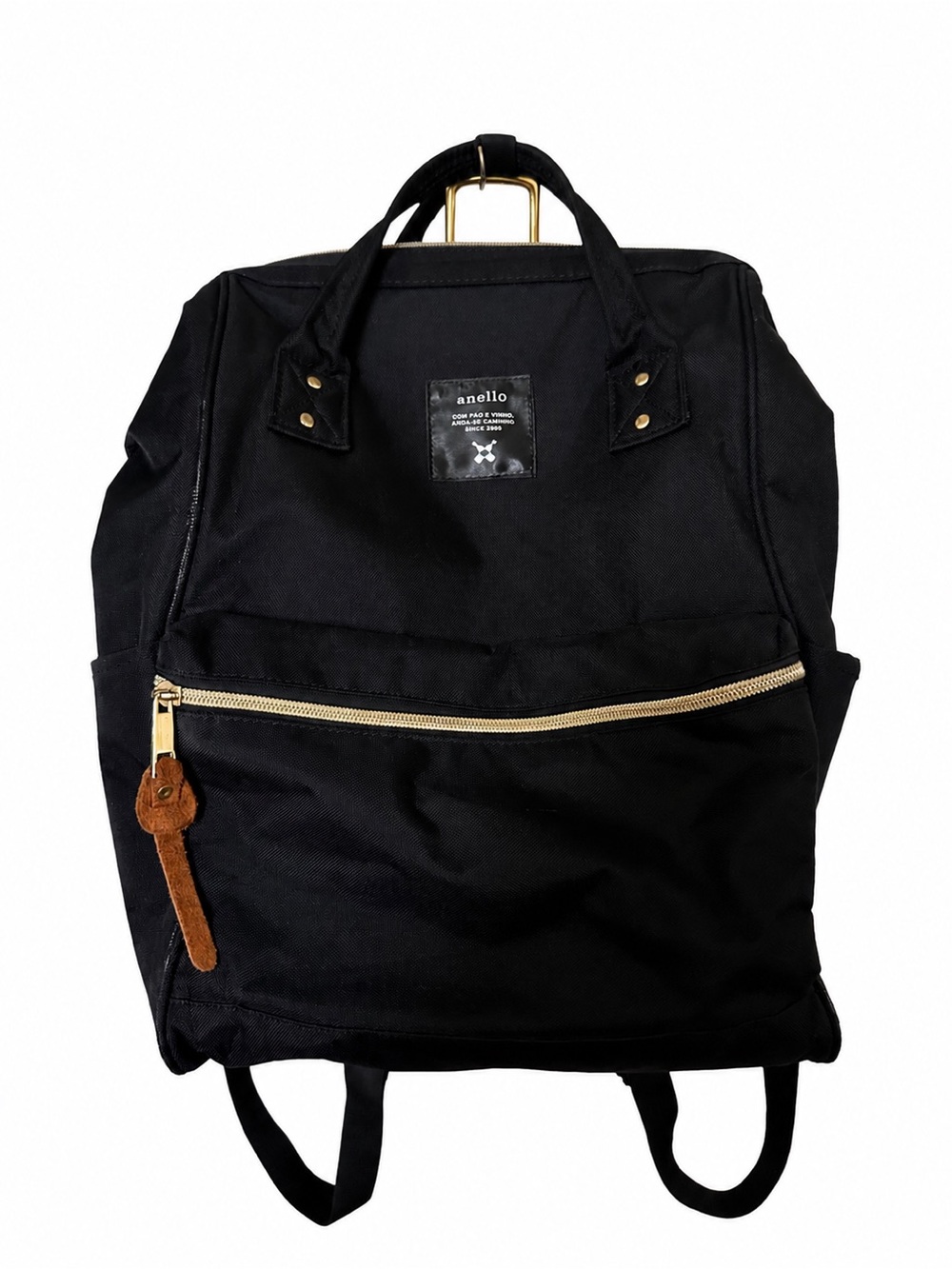 Anello Black Canvas Backpack with Gold Hardware
